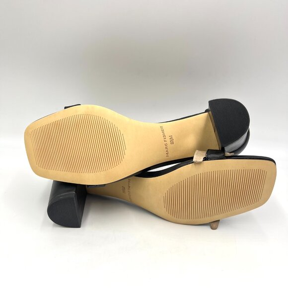 Marc Fisher Womens Size 8.5 Jaron Black Leather Block Heels Sandals Shoes - Picture 9 of 14